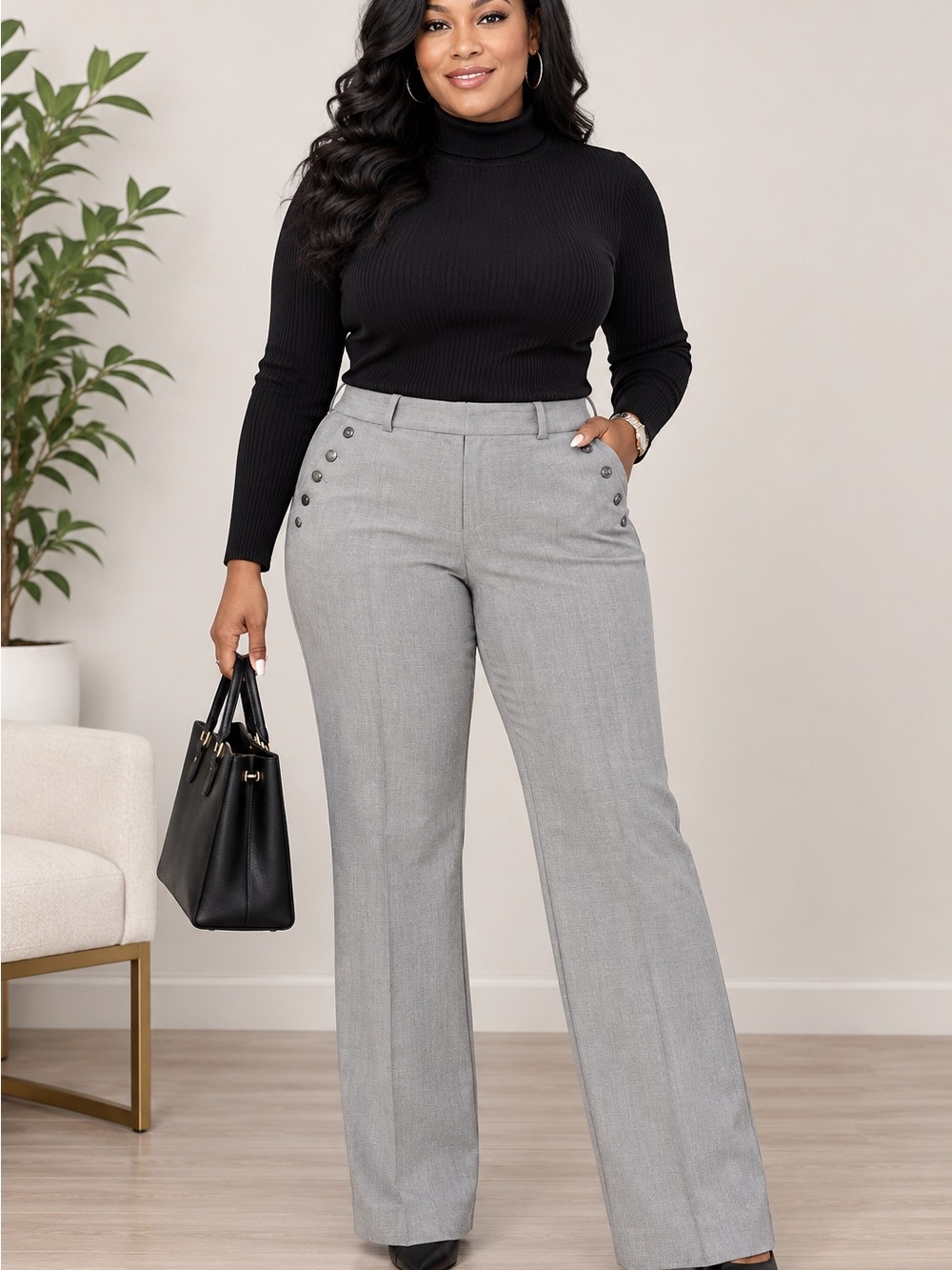 White House Black Market Gray Boot-Cut Dress Pants